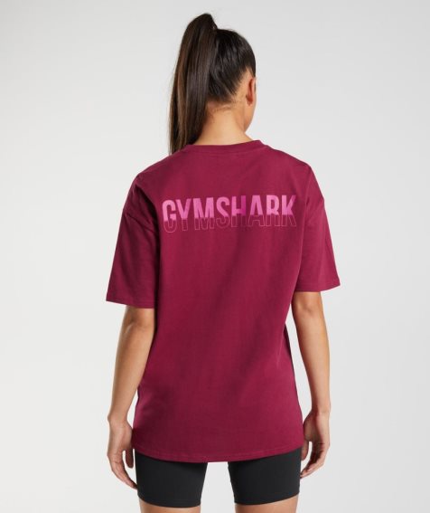 Women's Gymshark Fraction Oversized T-Shirts Fuchsia | NZ 6AXMZG